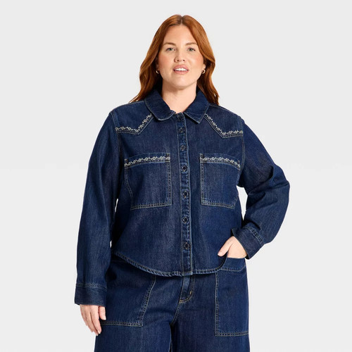 Women easy denim shirt - denim,