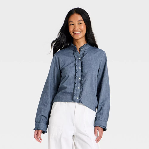 Women ruffle long - long, sleeve